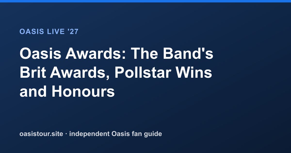 Oasis Awards: The Band's Brit Awards, Pollstar Wins and Honours – Oasis Live '27 Official Tour Guide